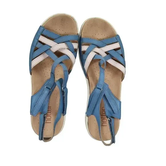 Hotter Shoes Womens 8 Sandal Maisie Comfort Fashion Leather Strappy Walking Blue - Picture 7 of 14